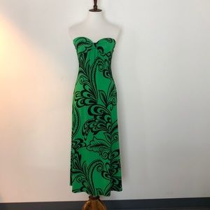 Black and green maxi dress